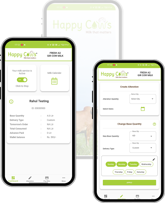 Happycows App Screens